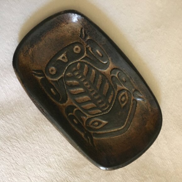 Vintage 70s Canadian Artist Ruth Meechan Handmade Haida Frog Trinket Dish - Picture 6 of 11